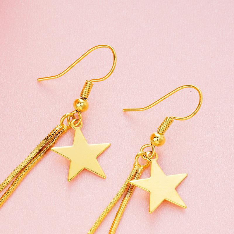 Elegant Gold Star Tassel Earrings: Vietnamese Simplicity Meets Korean Style