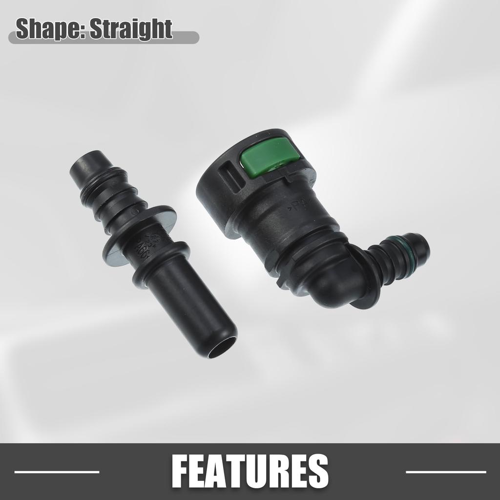 A ABSOPRO Car Fuel Line Hose Quick Release Connector Kit 90 Degree 11.8mm SAE To 5/16" 8mm Hose Plastic Green