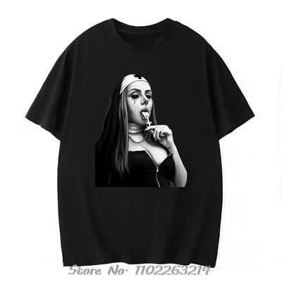 Nun Classic Individuality Aesthetic Oversized T-shirt Metal Men Clothing Harajuku Hipster Cotton Tshirt Creative Fitness T Shirt