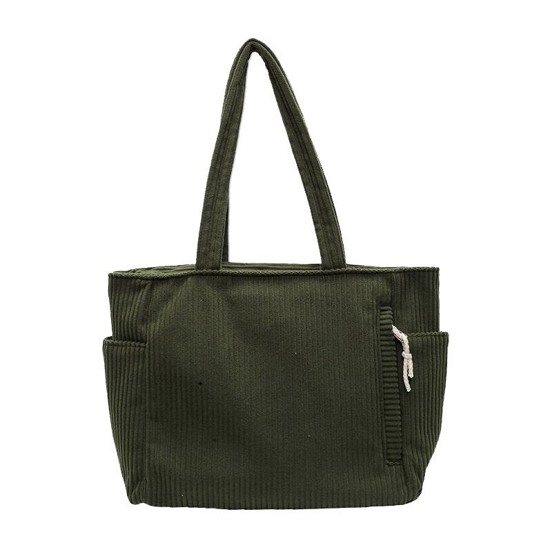 Today's popular retro corduroy shoulder bag fashionable large-capacity student class bag women's simple solid color tote bag