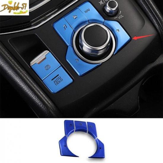 For Mazda CX-5 CX5 2018- Blue Aluminum Console Multimedia Button Cover Decor