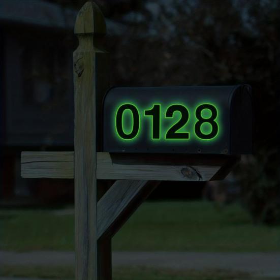 Luminous House Number Stickers Glow in The Dark Stickers, Self-Adhesive Numbers for Adhesive Decals Mailbox Door Wall, Green Emergency Guide