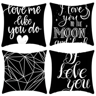 New Simple Series Pillowcase Black White Letter Printed Pillowcase Sofa Cushion Cover