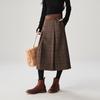 SOFSIL Women's High-Waisted Plaid Wool-Blend A-Line Midi Skirt