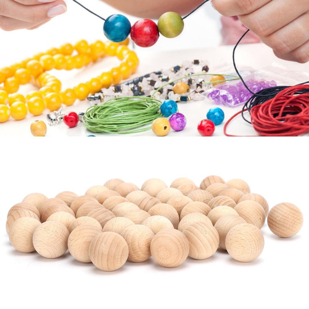 50PCS Easy to Paint Unfinished Wood Balls Smooth Surface Craft Wooden Balls  Jewelry Making
