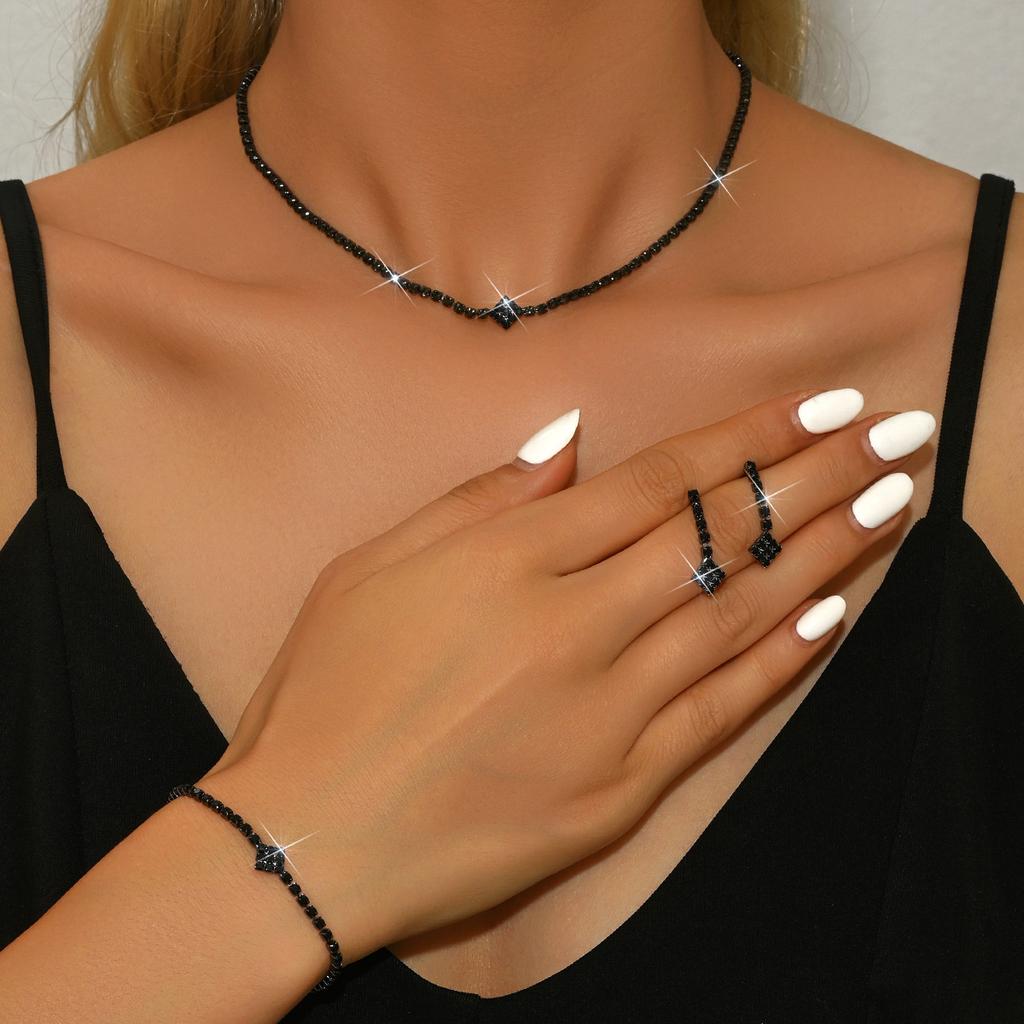 Brautschmuckset Hochzeitsbankett Kleid Accessoires Ohrringe Armband Halskette Damen Dreiteiliges Set