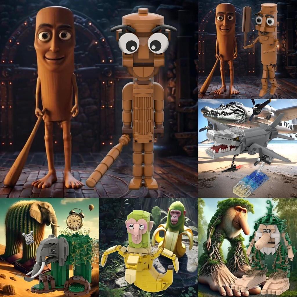 Tung Sahur Tungtung Boneca Ambalabu Lirili Larila Puzzle Assembly Block Building