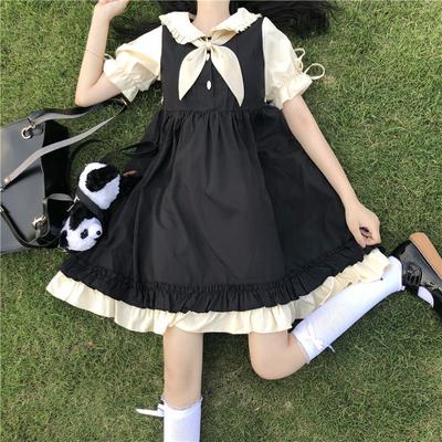 Kawaii süßes Lolita-Kleid, weich, für Mädchen, japanische Süße, Peter-Pan-Kragen, Rüschen, Partykleider, Adrette, Studentenkleidung