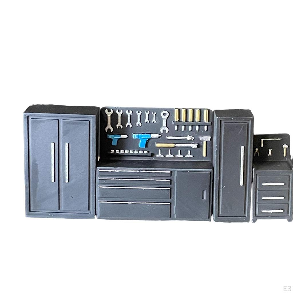 1/64 Garasjeverkstedsett Bilreparasjonsverktøy Solid DIY Mikroscene Dekor Kreativ Diorama