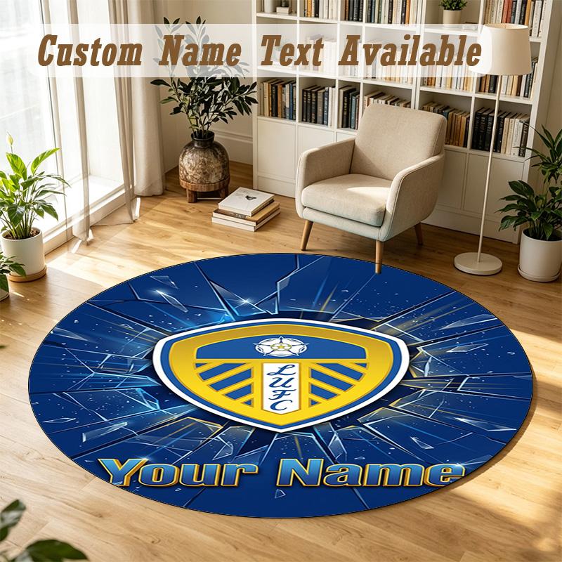 Round Rug Custom NameLeeds United Pattern Non Slip Carpet Home Floor Decor