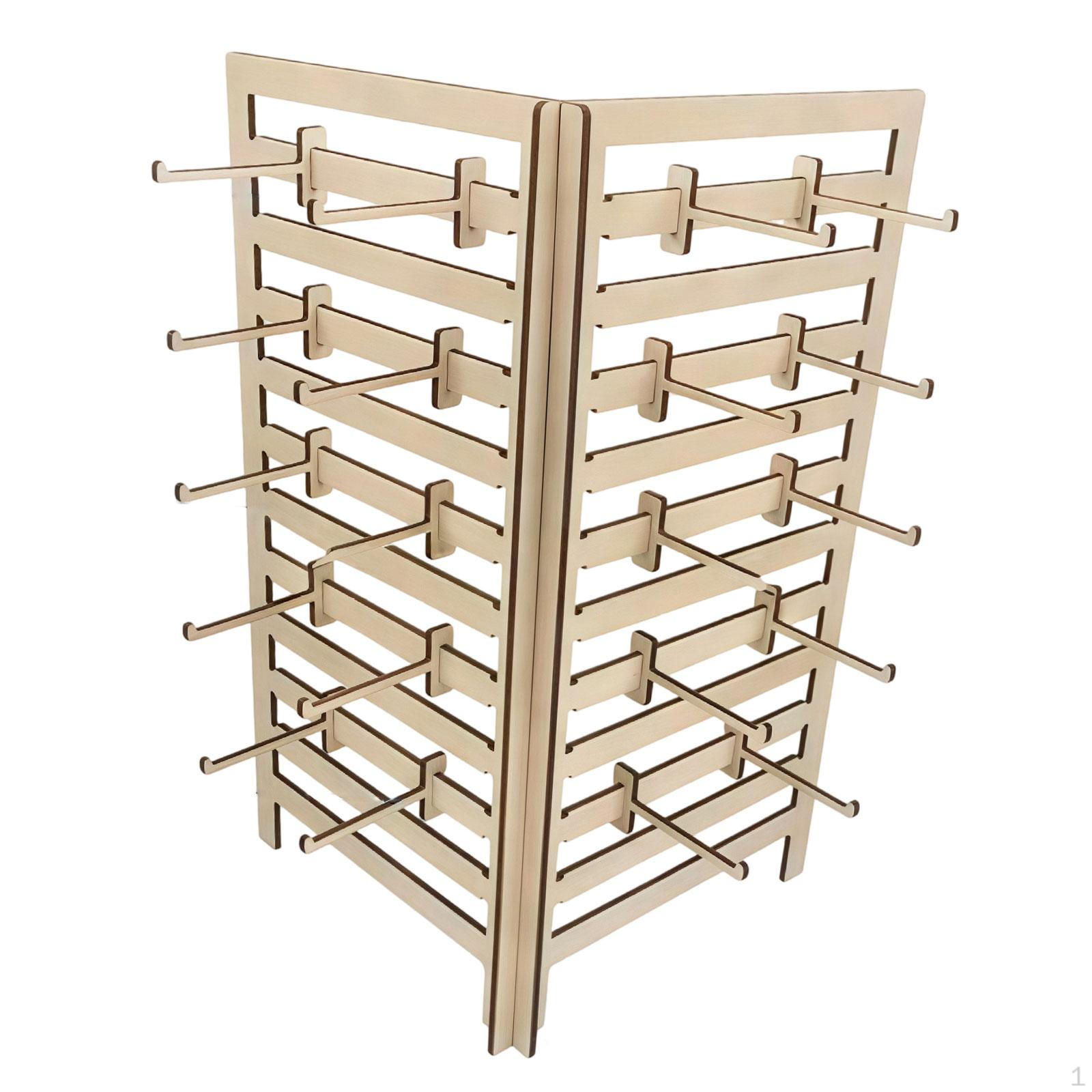 

Wooden Jewelry Organizer Holder Multipurpose Hanging Hooks Storage Rack for Rings Key Chains