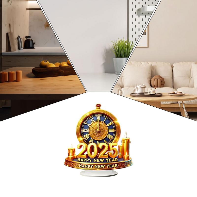 2025 Happy New Year Decorations Clock Figurine Spring Festival Decorations 2D Acrylic Clock Sculptures Spring Festival