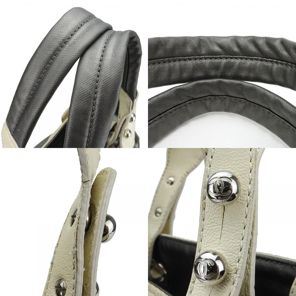 Gebrauchte CHANEL Tragetasche Paris Biarritz GM Beschichtete Leinwand Silber Silber Mit Pochette