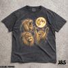 Three Lion Moon Vintage 90er Grafik-T-Shirt, Retro Löwe Lustiges Geschenk, Brüllende Löwen Vollmond-T-Shirt, Ästhetische Galaxie Safari Natur Kunst