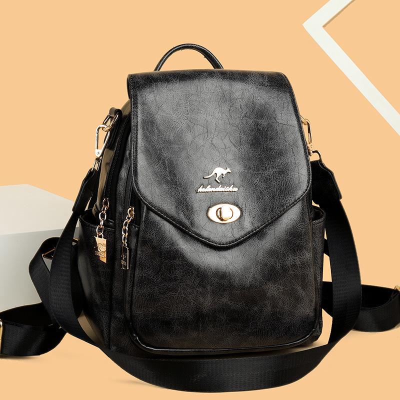 Schoolbag Brand Backpack Women's 1011 New Fashion Korean Version Large Capacity Travel Versatile Soft Cowhide Women's Backpack