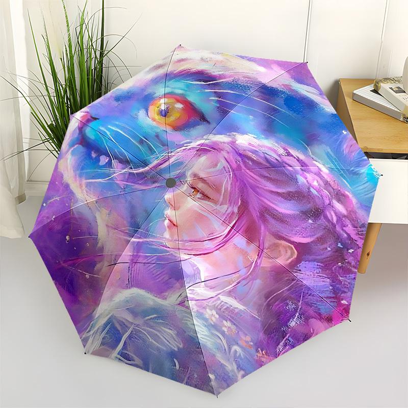 

Kpop GirlThemed Automatic Opening and Closing Umbrella 8 Ribs, Suitable for Leisure and Going Out, Outdoor Accessory, Gothic Style, Fashio