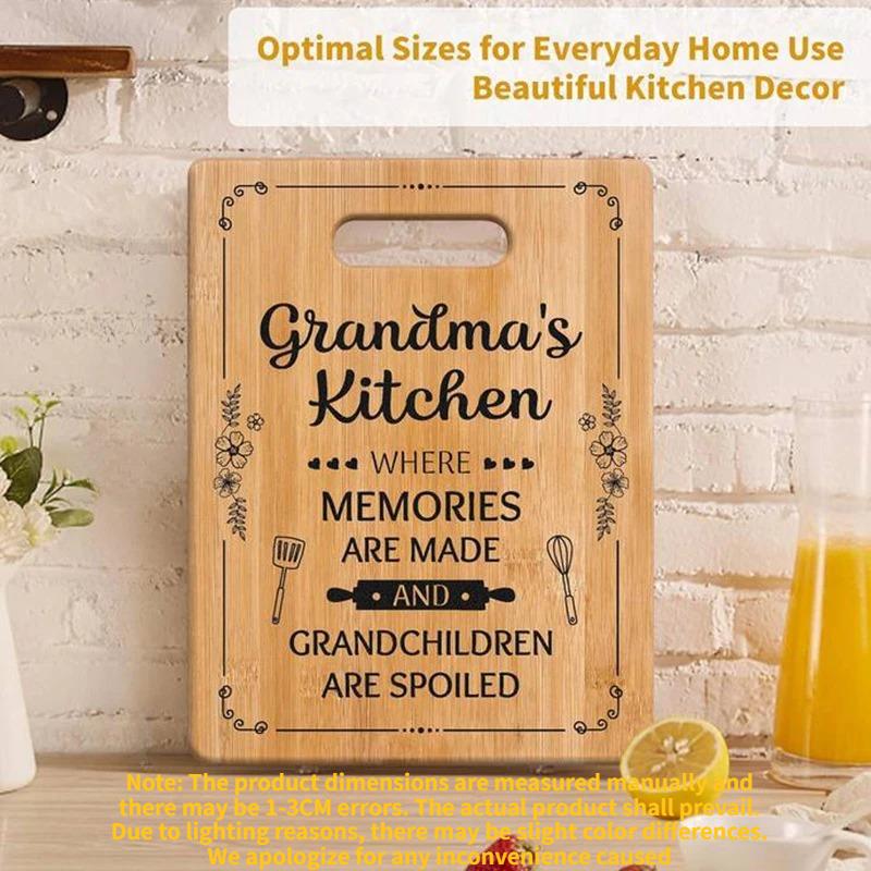 Nanmu Laser - Engraved Cutting Board, Custom Pattern with Handle, Kitchen Chopping Board Grandma Birthday Mothers Day Gifts From