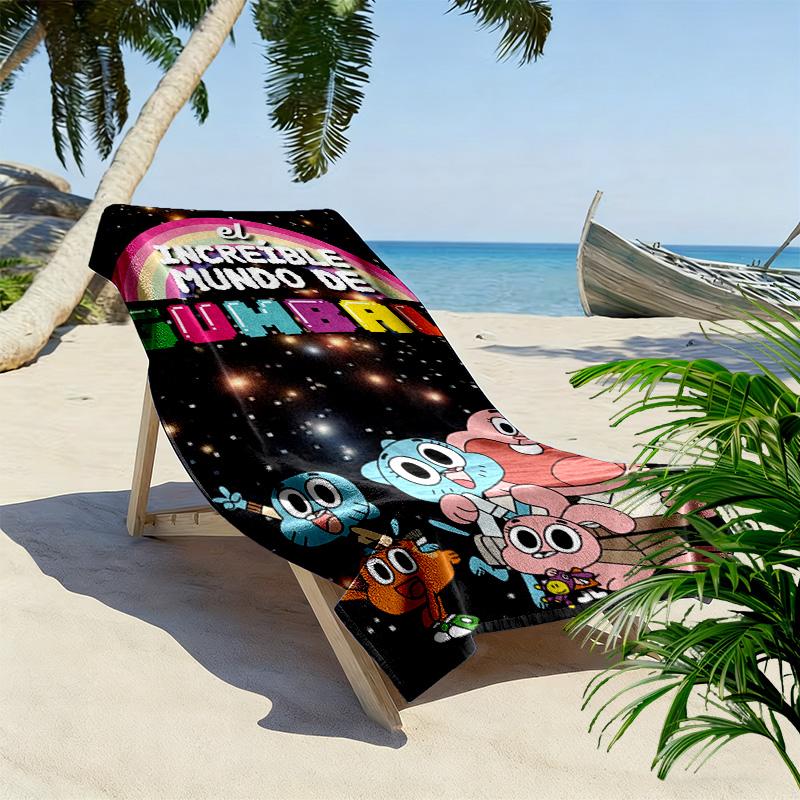 The Amazing World of Gumball Cartoon Print Beach Towel, Large Soft Quick Dry Towel for Beach Camping Swimming