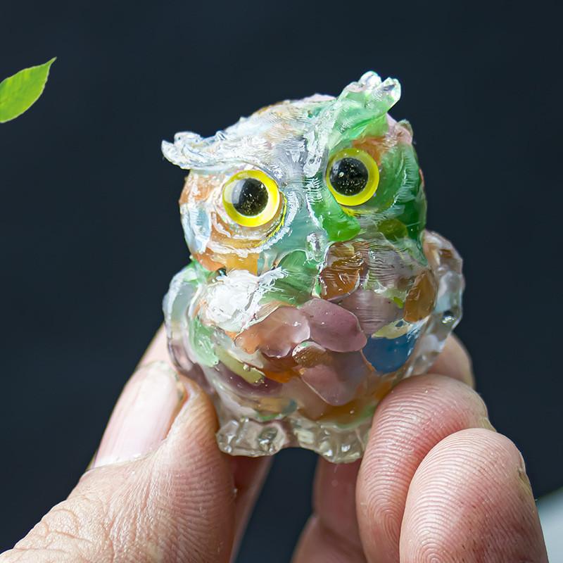 Uil Hars Kristal Beeldje Met Natuurlijke Watersteen Voor Huisdecoratie En Cadeau Geven