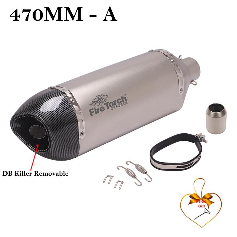 470MM 570MM Universal Motorcycle Exhaust Pipe DB Killer Muffler For Honda PCX125 150 Z900 R6 TMX530 CB500 R1 Tenere700 XTZ700