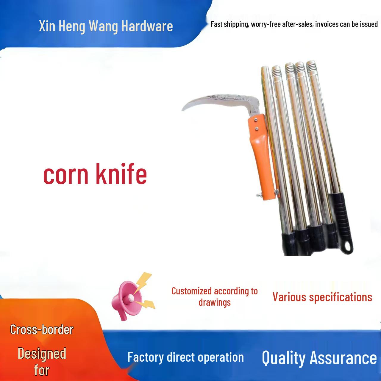 Multi-Functional High-Altitude Pruning Sickle with Patchwork Manganese Steel Blade for Cross-Border Dropshipping 5-section corn sickle