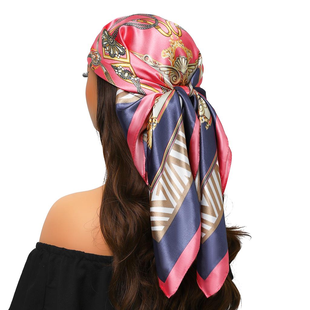 Silk Scarves Women Luxury Brand Summer Fashion Designer Head/Hair Scarf 90*90cm Hijab Bandana Cheveux Foulard Femme 90X90CM