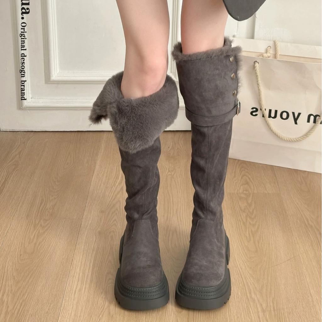 Thick-soled High Snow Boots Women's New Winter Velvet Warm Cotton Shoes Two Wear Thin Knee Boots