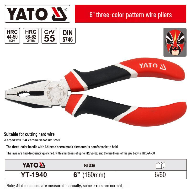 YATO Industrial Needle Nose & Diagonal Cutting Pliers Combo with Wire Strippers