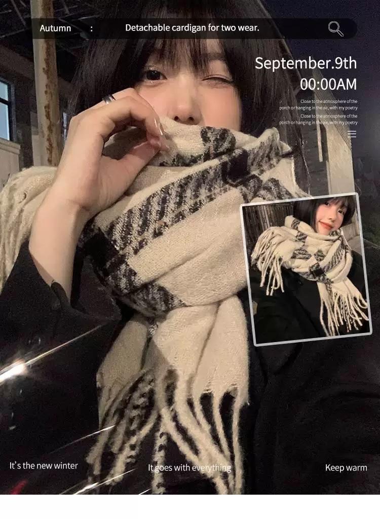 Couple plaid ins scarf women's autumn and winter 1116 new Korean version versatile student shawl warm scarf men's tide