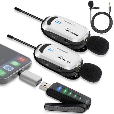 Belaidis mikrofonas USB Alvoxcon belaidis mikrofonas PC mikrofonas Android telefonas iPhone atlapinis mikrofonas su ausinių lizdu UHF įrašymo garsiakalbis