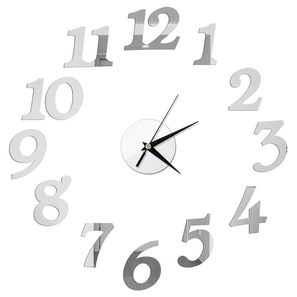 27inch Nordic Wall Clock Dining Restaurant Cafe Decorative Clocks Acrylic Mirror Wall Sticker Silent Quartz Watch Home Decor