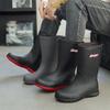 Rain Boots Men's Medium Tube Fashion Outdoor Waterproof and Non-slip Thickened Rain Shoes Fishing Water Shoes Velvet Thermal Rubber Shoes Water Boots