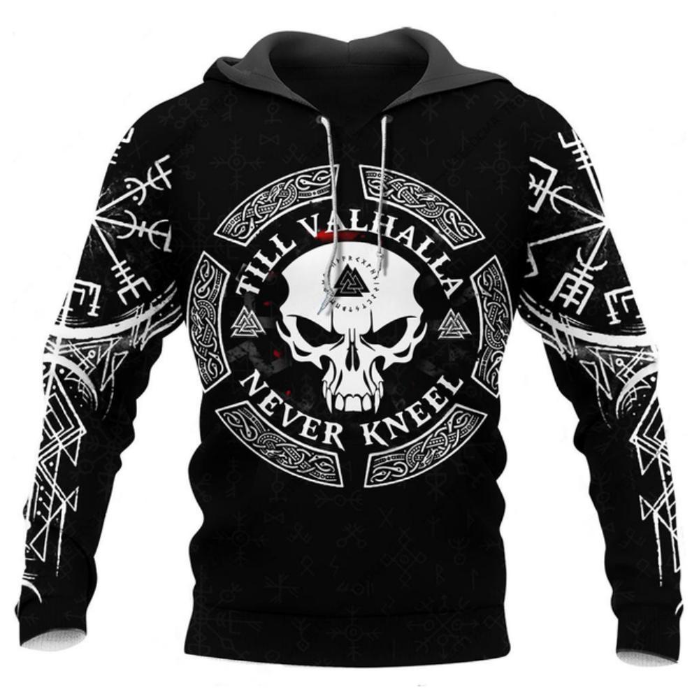 Nordic Pirates Print Men's Hoodies Hip Hop Trend Harajuku Vintage Clothes Oversized Hoodie Autumn and Winter Casual Sweatshirts