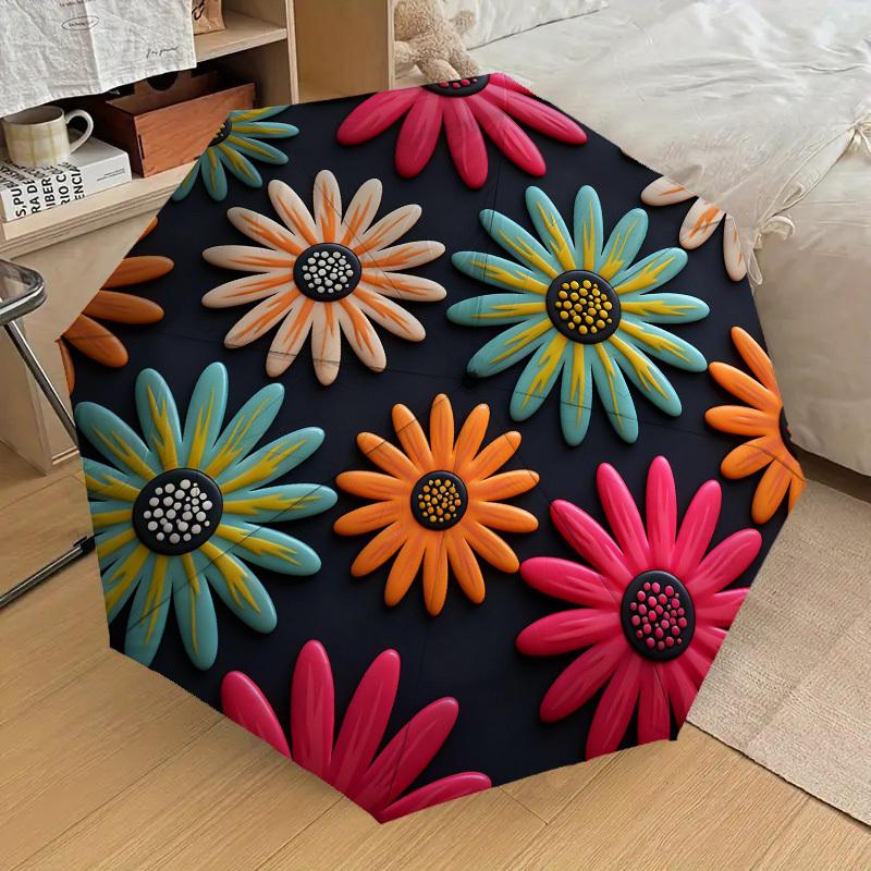 

1pc Flower Pattern Automatic Folding Umbrella, Heavy Duty 8 Rib Iron Frame, Suitable for Travel, Daily Use, Birthday, Decor Gift 76