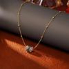 Cats Eye Stone Cube Pendant Necklace Earring Set Dopamine Chic Minimalist Geometric Jewelry Women