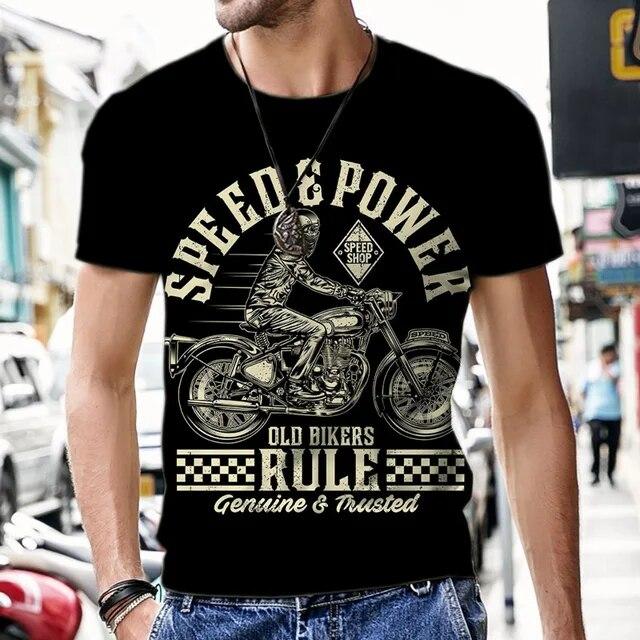T-Shirts For Men 3D Prints Vintage Motorcycle Graph Casual Plus Size Short Sleeve Top Y2k Fashion Streetwear Men's Clothing Tees