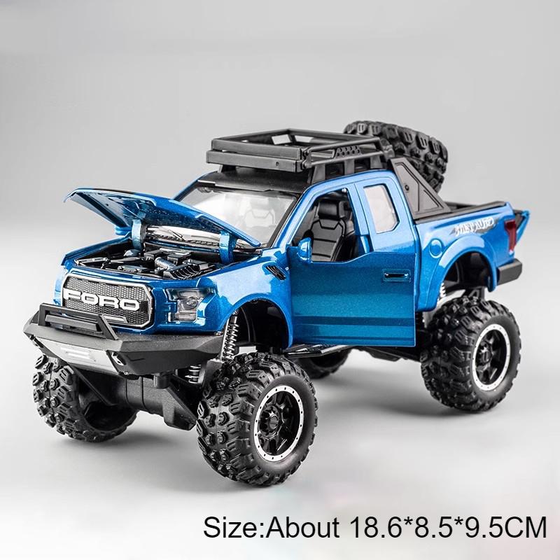 1:32 Scale Raptor F-150 BigFoot Pickup Car Model Toy Pull Back Sound&Light Off Road Truck Models Collection Gifts For Kids