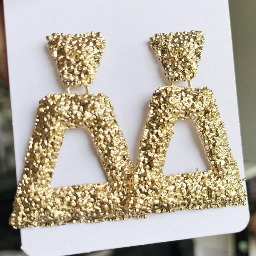2022 Fashion Jewelry Personalized Exaggerated Hoop Earring Oversized Custom Statement Design Oval Memory Geometric Drop Earring