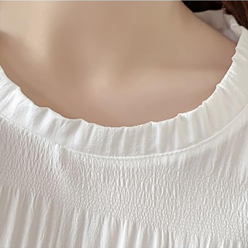 Base Coat T-shirt Short Sleeve Female Summer Chiffon Shirt College Minority Bubble Sleeve Foreign Style Top Female Blouse