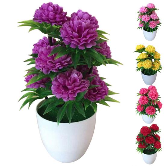 1 stk Kunstig Krysantemum Bonsai Potteplante Landskab Hjem Blomsterdekoration