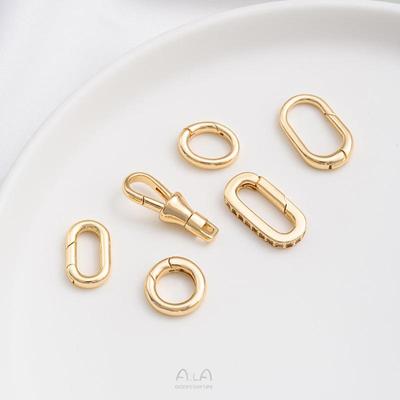14K Gold-Filled Spring Clasp, Color-Preserving Oval Snap for DIY Pearl Jewelry
