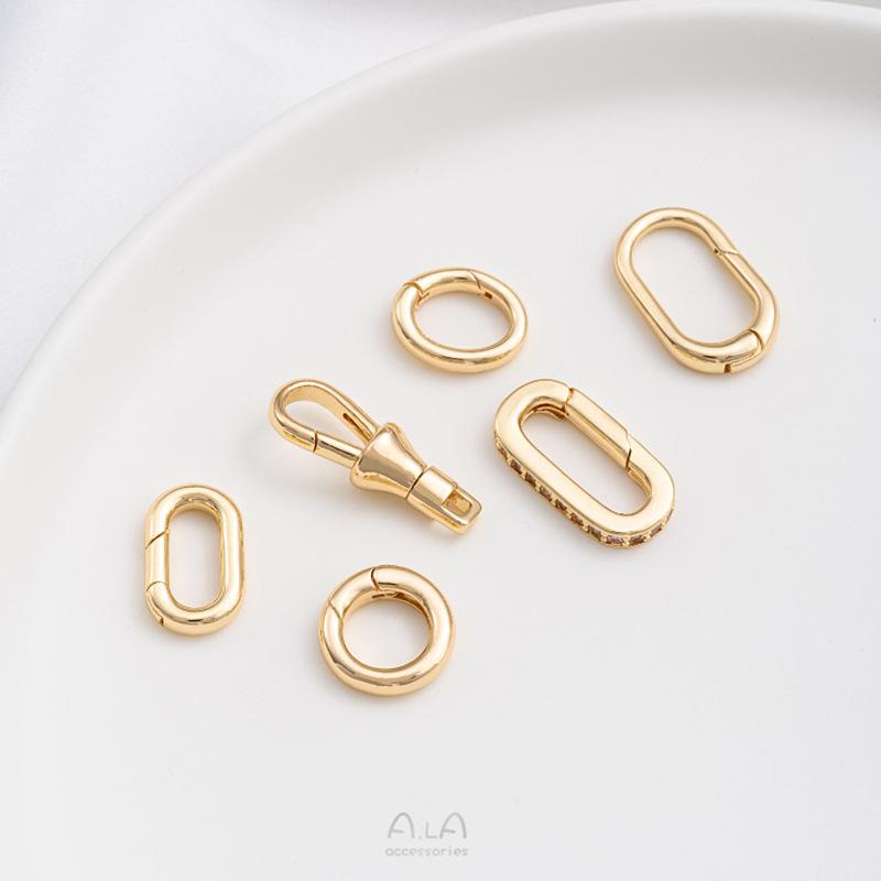 14K Gold-Filled Color-Preserving Oval Spring Clasp for DIY Pearl Chains