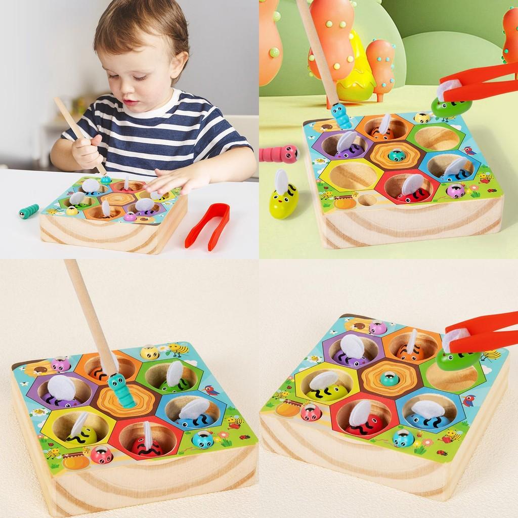 Wooden Magnetic Bug Catcher Game For Kids Educational Learning Toy