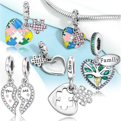 Authentic Copper Colors Heart Puzzle Tree Fit Arm Bracelet Sparkling Charms Copper Colors Authentic Bracelet For Jewelry Producing