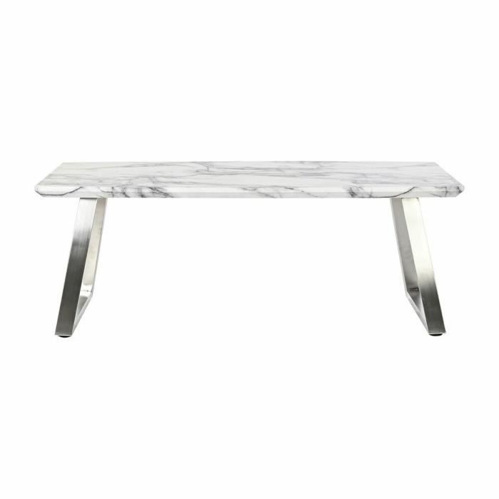 Table Basse Moderne - Urban Blanc - Argenté - Acier 120 Cm