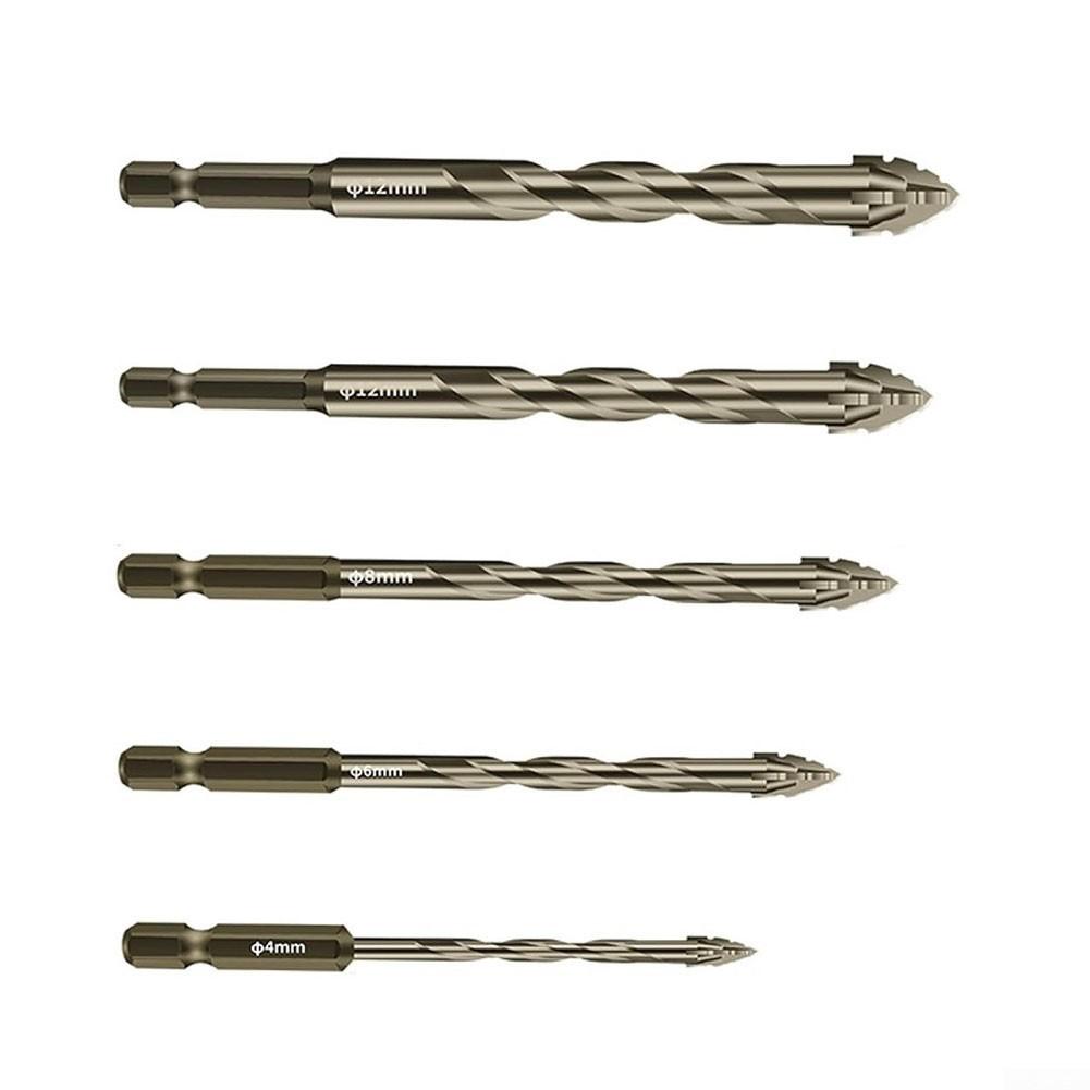 5pcs Eccentric Drill Bit,4 Edge Masonry Drill Bits Set,For Concrete Glass Brick.