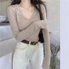 Pink collar pure want to wear knitted sweater women's autumn large size slightly fat mm thin bottoming shirt