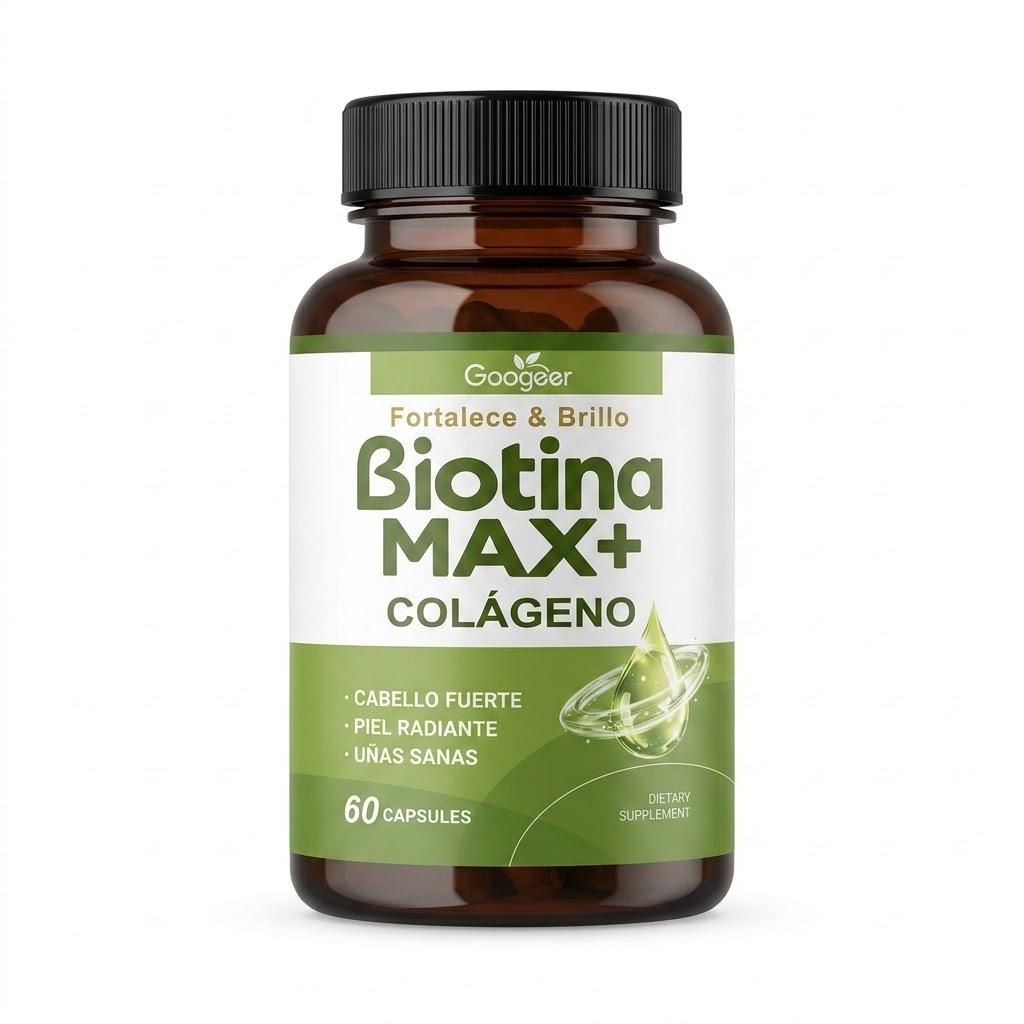 Googéer Biotin MAX+ KOLLAGEN – Fortschrittliche Biotin- & Kollagenformel für starkes Haar, strahlende Haut & gesunde Nägel (60 Kapseln) 1pack