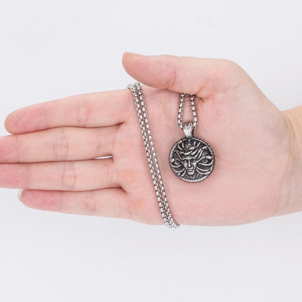 Men's Greek Mythology Medusa Snake Head Titanium Steel Necklace