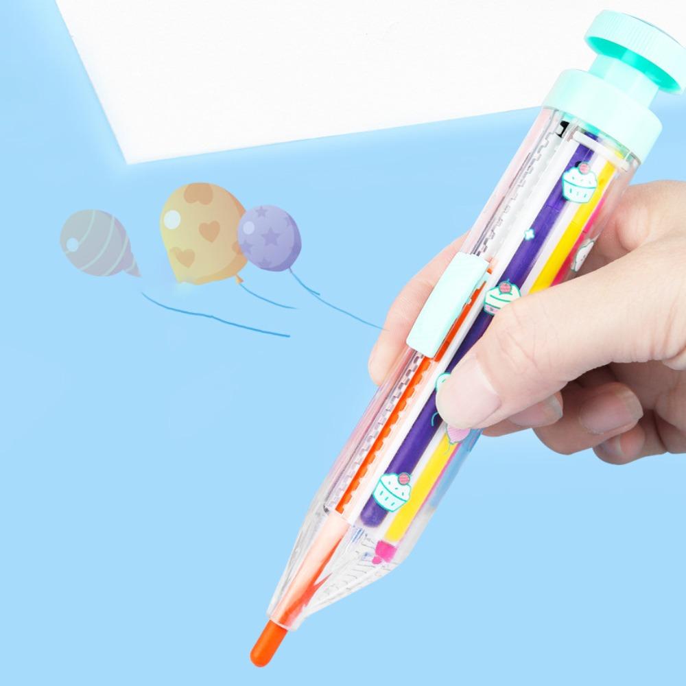 New ABS Multicolor Crayons Push Style DIY Colored Pencil Portable 8 In 1 Painting Tools Kids